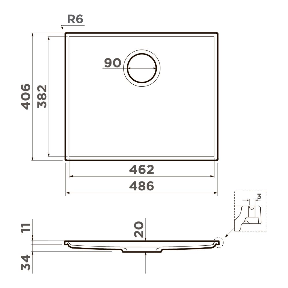 Мойка кухонная Omoikiri Kiten 49 Графит 4993019 — изображение 4