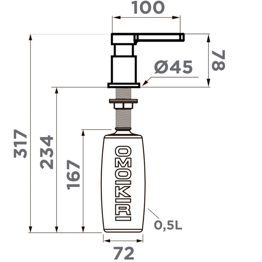 Дозатор встраиваемый Omoikiri OM-04 Хром глянцевый 4995049 — изображение 4